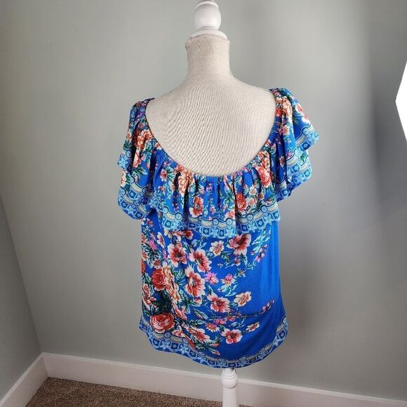 JEALOUS TOMATO WOMEN'S COBOLT RUFFLE ACCENT OFF OR ON SHOULDER DRESS SIZE MEDIUM - Picture 7 of 13